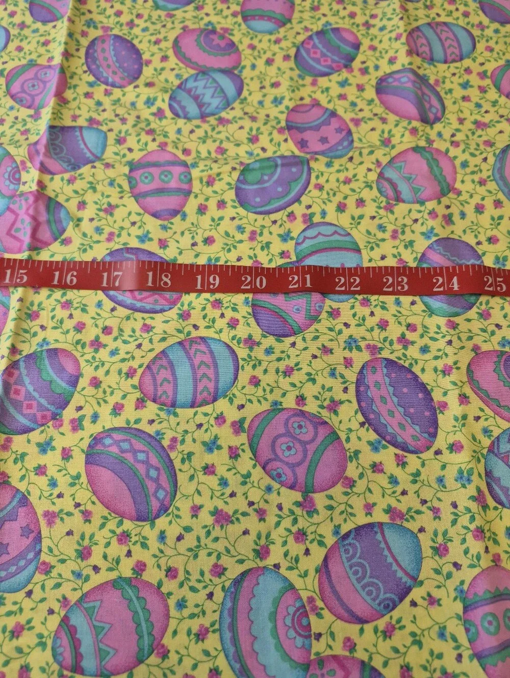 Easter Egg Yellow Floral Fabric 32x44” Spring Craft Material